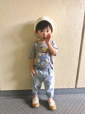 「ポロベアー」｜「アイテム（ハンチング/ベレー帽）」を使った、yuyuさん（キッズ・80cm）の夏コーディネート