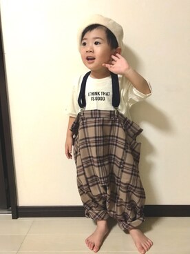「アイテム（オールインワン・サロペット）」を使った、yuyuさん（キッズ・80cm）の秋コーディネート