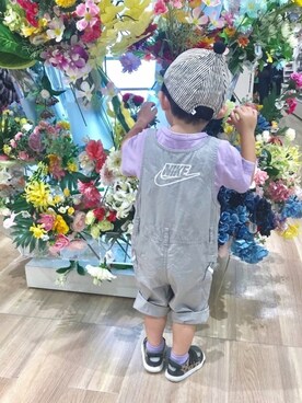 「アイテム（オールインワン・サロペット）」を使った、yuyuさん（キッズ・80cm）の秋コーディネート