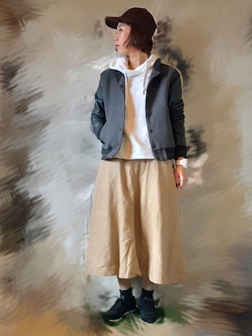 「ナイキスニーカー」｜「アイテム（サロペット/オーバーオール）」を使った、maiko☆さん（レディース・160cm）の冬コーディネート