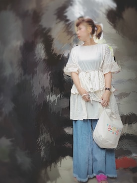 「フリンジデニム」｜「アイテム（ワンピース/ドレス）」を使った、maiko☆さん（レディース・160cm）の夏コーディネート