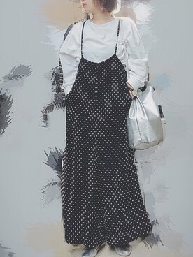「シルバーシューズ」｜「アイテム（サロペット/オーバーオール）」を使った、maiko☆さん（レディース・160cm）の春コーディネート