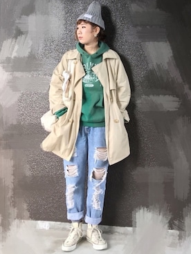 「オールスター」｜「アイテム（トレンチコート）」を使った、maiko☆さん（レディース・160cm）の冬コーディネート