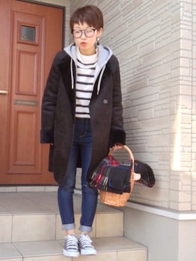 「SEVENDAYS=SUNDAY（セブンデイズサンデイ）のアイテム（マフラー）」を使った、aaachan♡*さん（レディース・150cm）の冬コーディネート