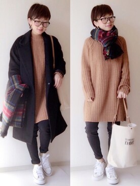 「SEVENDAYS=SUNDAY（セブンデイズサンデイ）のアイテム（マフラー）」を使った、aaachan♡*さん（レディース・150cm）の冬コーディネート
