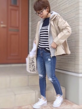 「CONVERSE（コンバース）のconverse（コンバース） ALL STAR OX（オールスターOX）（スニーカー）」を使った、aaachan♡*さん（レディース・150cm）の春コーディネート