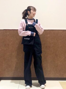 「2021春新作」｜「アイテム（オールインワン・サロペット）」を使った、coen わたなべ さわこさん（レディース・152cm）の冬コーディネート