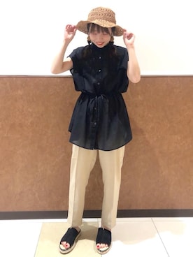 「ベーシックカラー」｜coen わたなべ さわこさん（レディース・152cm）の夏コーディネート