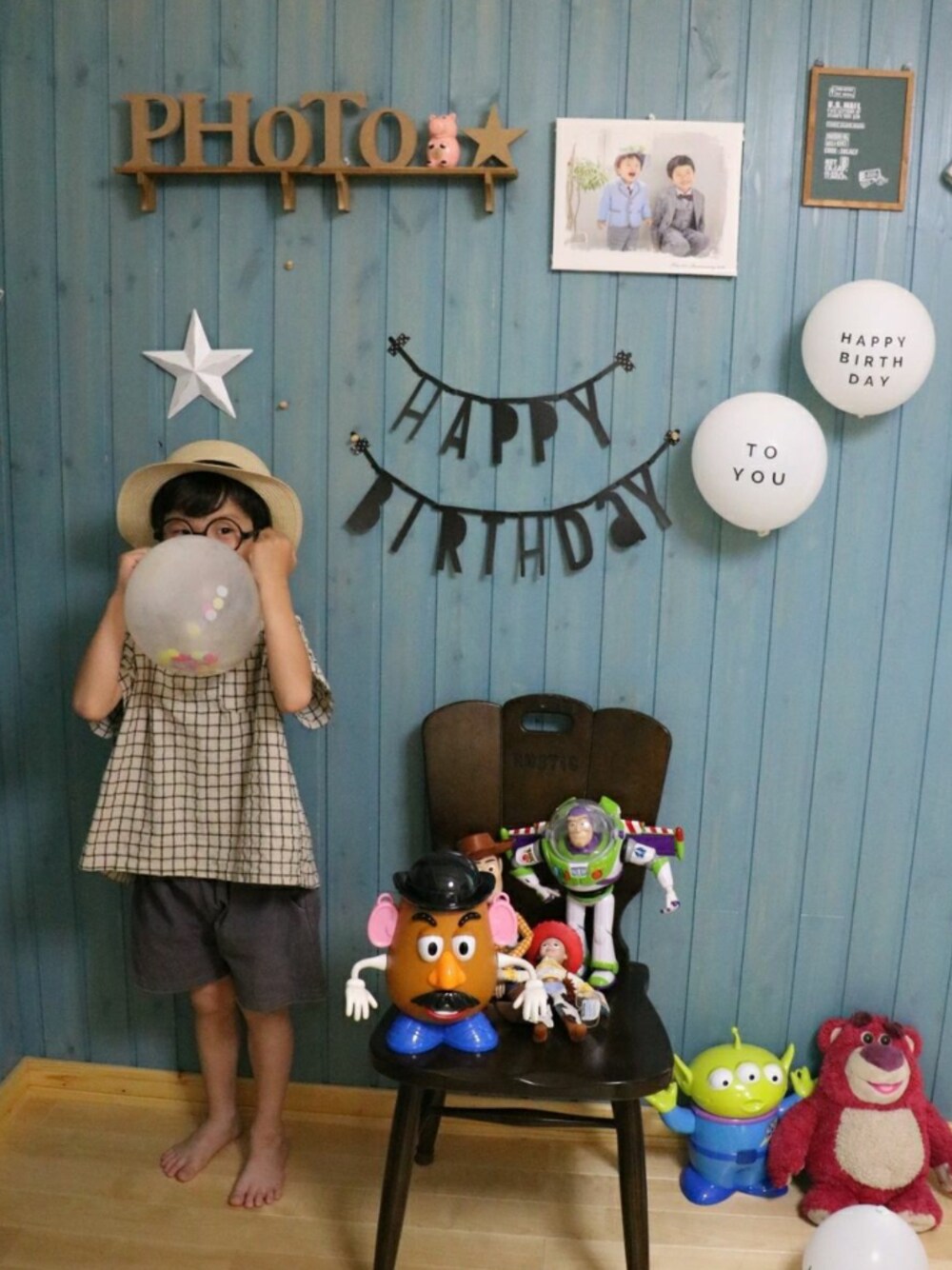 「春夏コーデ、プチプラ、誕生日、happy birthday、6歳、お洒落さんとつながりたい、シンプルコーデ」｜「韓国子ども服 dyhのアイテム（その他、グレー系）」を使った、koanoaさん（メンズ・120cm）の春コーディネートの1枚目の写真
