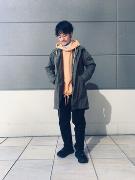 「UNITED ARROWS（ユナイテッドアローズ）のアイテム（モッズコート）」を使った、under170mensstylingさん（メンズ・165cm）の冬コーディネート