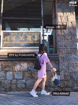 「XPXのアイテム」を使った、咕咕君さん（レディース・158cm）の春コーディネート