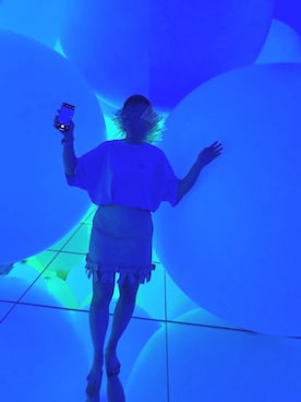 「アイテム（バックパック/リュック、シルバー系）」を使った、nne☺︎︎さん（レディース・160cm）の夏コーディネート