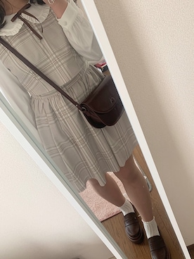 「apres jour（アプレジュール）の厚底ローファー【ZOZOTOWN限定アイテム】（ローファー、ブラウン系）」を使った、nne☺︎︎さん（レディース・160cm）の冬コーディネート