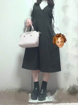 「EPIMI E'PIMMY（エピミエピミー）のアイテム（ワンピース/ドレス、ブラック系）」を使った、nne☺︎︎さん（レディース・160cm）の春コーディネート