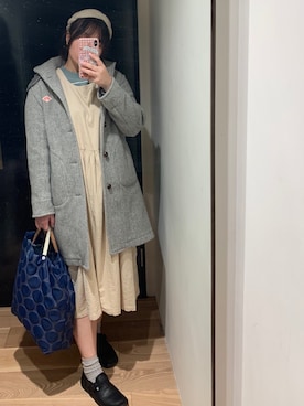 「DANTON（ダントン）のアイテム（ピーコート）」を使った、misanさん（レディース・165cm）の冬コーディネート