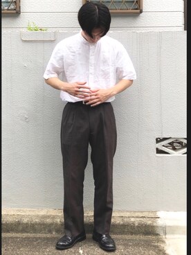「ユニクロU」｜「アイテム（スラックス）」を使った、ko-rogiさん（メンズ・173cm）の夏コーディネート