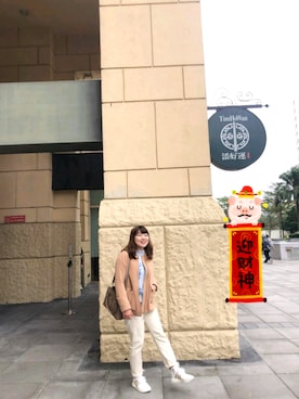 「H&M（エイチ・アンド・エム）のアイテム（ブルゾン）」を使った、呂佳倪さん（レディース・158cm）の冬コーディネート