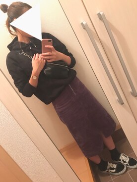 ﾐ_saki ‪さんの「太コーデュロイフロントジップスカート」を使ったコーディネート