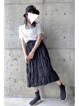 「ソックススニーカー」｜「アイテム（帽子）」を使った、ﾐ_saki ‪さん（レディース・162cm）の夏コーディネート