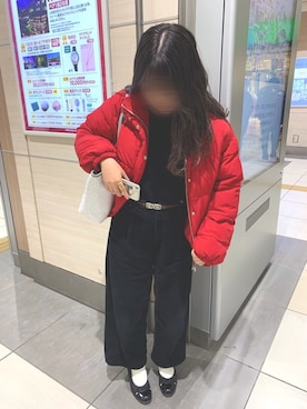 「RETRO GIRL（レトロガール）のアイテム（ベルト、ブラウン系）」を使った、MとDとJさん（レディース・160cm）の冬コーディネート