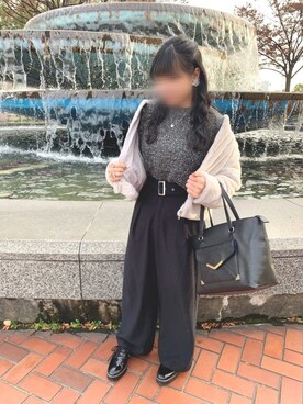 「GU（ジーユー）のアイテム（パンツ、ブラック系）」を使った、MとDとJさん（レディース・160cm）の冬コーディネート