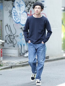 「RACAL（ラカル）のアイテム（ハンチング/ベレー帽）」を使った、nano・universe men's STAFFさん（メンズ・171cm）の秋コーディネート