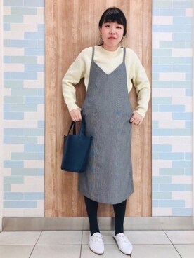 「テチチ(Te chichi)」｜「アイテム（ジャンパースカート）」を使った、yoshikaさん（レディース・155cm）の冬コーディネート