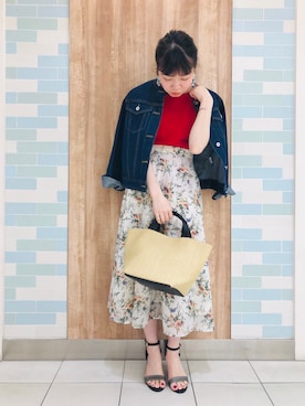 「サマーニット」｜「アイテム（ノーカラージャケット）」を使った、yoshikaさん（レディース・155cm）の春コーディネート