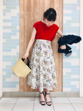 「サマーニット」｜「アイテム（ノーカラージャケット）」を使った、yoshikaさん（レディース・155cm）の春コーディネート