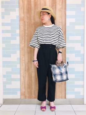 「小物で遊ぶ」｜yoshikaさん（レディース・155cm）の夏コーディネート