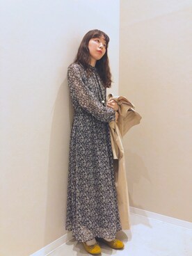 「Te chichi TERRASSE（テチチテラス）のアイテム（トレンチコート）」を使った、yoshikaさん（レディース・155cm）の秋コーディネート