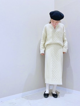 「Te chichi TERRASSE（テチチテラス）のアイテム（ハンチング/ベレー帽）」を使った、yoshikaさん（レディース・155cm）の冬コーディネート