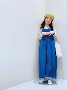 「ラメニット」｜「アイテム（サロペット/オーバーオール）」を使った、yoshikaさん（レディース・155cm）の冬コーディネート