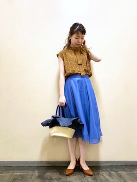 「ブラウン×ブルー」｜yoshikaさん（レディース・155cm）の春コーディネート