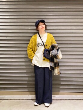 「ケーブルカーディガン」｜「アイテム（その他）」を使った、yoshikaさん（レディース・155cm）の秋コーディネート