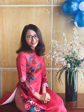 「アイテム（ドレス、ピンク系）」を使った、Le Thu Trangさん（レディース・165cm）の春コーディネート