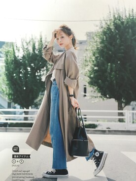 田中亜希子使用「aquagirl（ロングトレンチコート）」的时尚穿搭