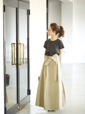 「THE SHINZONE（ザ　シンゾーン）のアイテム（スカート）」を使った、田中亜希子さん（レディース・145cm）の春コーディネート