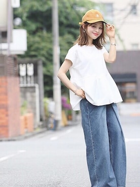 「coca（coca）（コカ）のアイテム（帽子）」を使った、田中亜希子さん（レディース・145cm）の夏コーディネート