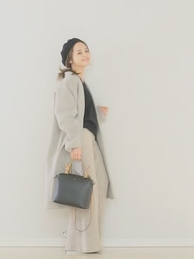 田中亜希子さんの「＜6(ROKU)＞RIB KNIT WIDE PANTS/ﾊﾟﾝﾂ◆」を使ったコーディネート