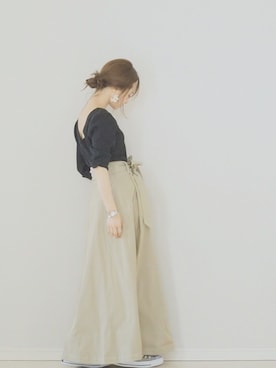 「THE SHINZONE（ザ　シンゾーン）のアイテム（スカート）」を使った、田中亜希子さん（レディース・145cm）の春コーディネート