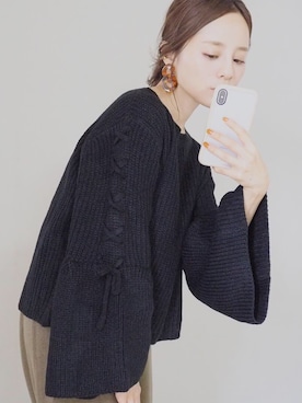 「KOBE LETTUCE（コウベレタス）の【WEARISTA akiicoさん×KOBE LETTUCEコラボ】ミラノリブニットパンツ（その他パンツ）」を使った、田中亜希子さん（レディース・145cm）の秋コーディネート