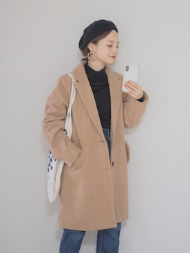 「H&M（エイチ・アンド・エム）のアイテム（ニット/セーター）」を使った、田中亜希子さん（レディース・145cm）の冬コーディネート