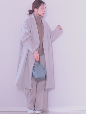 田中亜希子さんの「TODAYFUL(トゥディフル) ''Rough Knit PT'' リブニットワイドパンツ」を使ったコーディネート