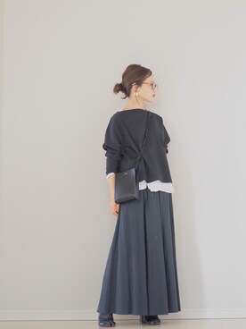 田中亜希子さんの「ミリタリークロス マキシスカート#」を使ったコーディネート