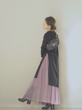 田中亜希子さんの「[低身長サイズ有]チュールロングスカート」を使ったコーディネート