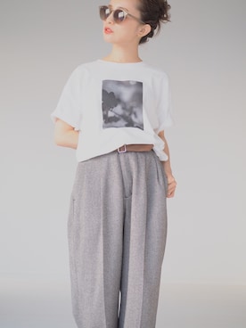 「STUDIOUS（ステュディオス）のアイテム（パンツ）」を使った、田中亜希子さん（レディース・145cm）の夏コーディネート