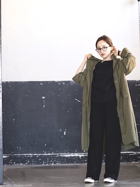 「KOBE LETTUCE（コウベレタス）の【WEARISTA akiicoさん×KOBE LETTUCEコラボ】ミラノリブニットパンツ（その他パンツ）」を使った、田中亜希子さん（レディース・145cm）の秋コーディネート