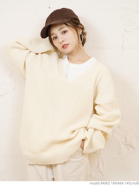 「coca（coca）（コカ）のアイテム（帽子）」を使った、田中亜希子さん（レディース・145cm）の冬コーディネート