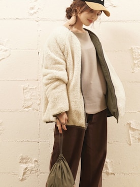 「coca（coca）（コカ）のアイテム（ジャケット/アウター）」を使った、田中亜希子さん（レディース・145cm）の冬コーディネート